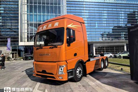 光梭未来卡车，你听说过吗？其最新推出的来福1.0纯电牵引车实拍