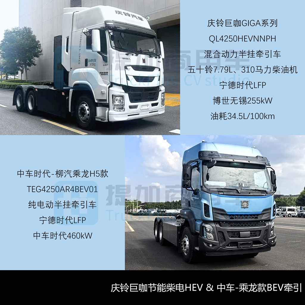 配660度大电池比亚迪Q2电动半挂来袭，解放J7创领版燃料电池牵引车抢眼，工信部第409批新车公示之N类重型货车详析（下）